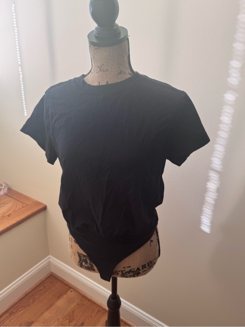 nuuds Black Short-Sleeve Crew Neck Bodysuit